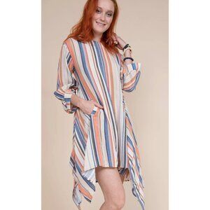 Uncle Frank Striped Boho Dress S Multicolor Asymetrical Handkerchief Hem Resort